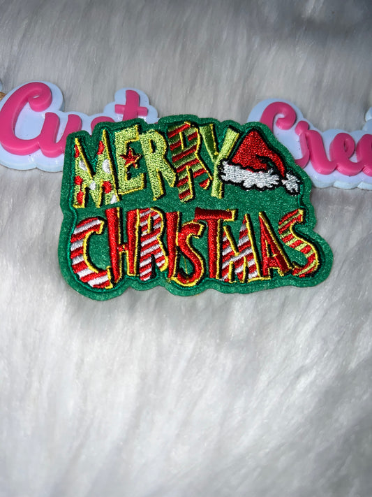 “Merry Christmas” Patch (Green/Red Mix) – Iron On
