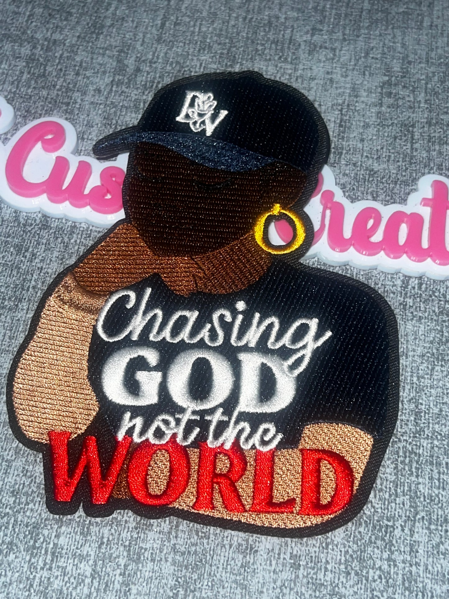 Chasing God Not the World Medium Embroidered Iron-On Patch