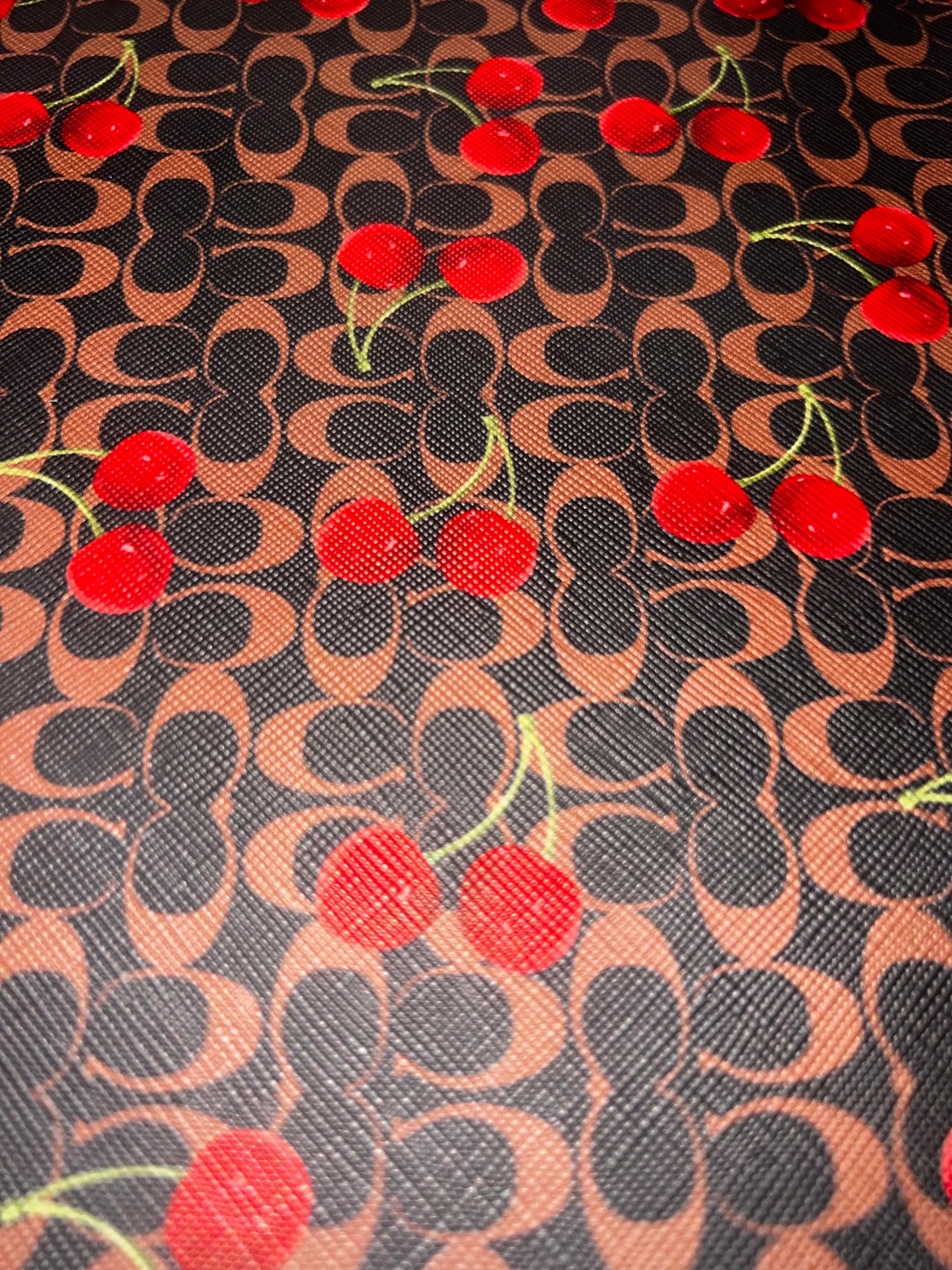 Dark Cherry Monogram Faux Leather Sheet – 9x12 Luxe Pattern Craft Vinyl