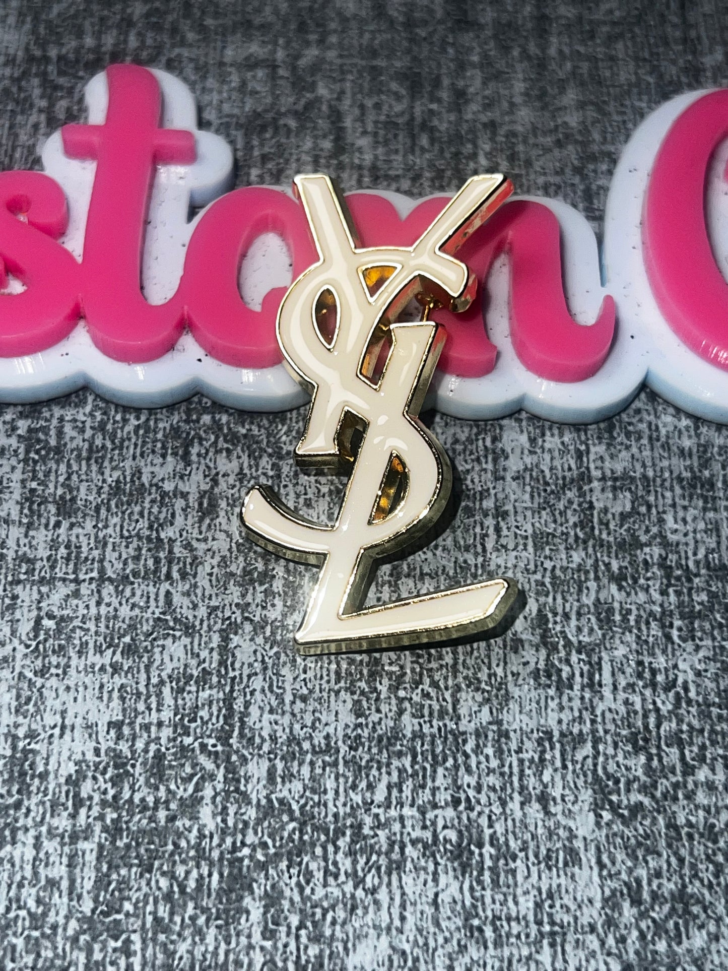White Enamel Monogram Style Brooch Pin | Fashion Metal Lapel Pin