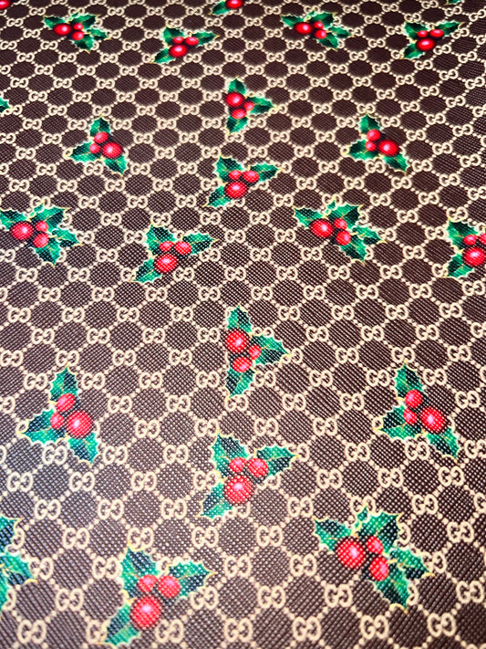 🎄 Holiday Berry Print Faux Leather Sheet