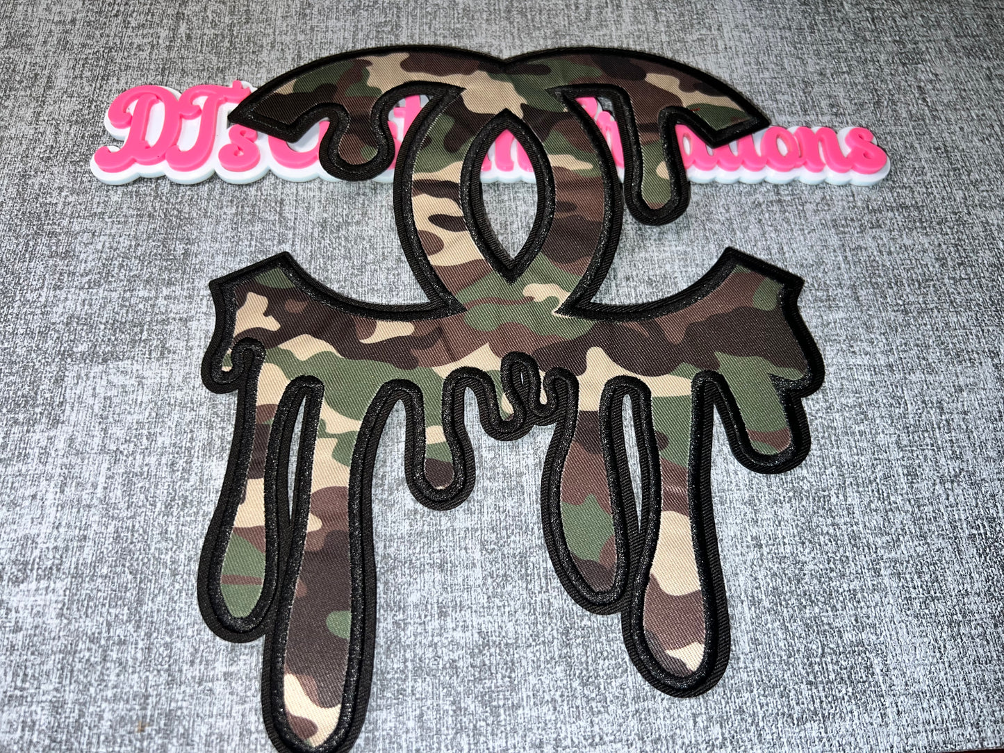 Camo Double C Letter Iron-On Patch – Embroidered Statement Patch for DIY Crafts
