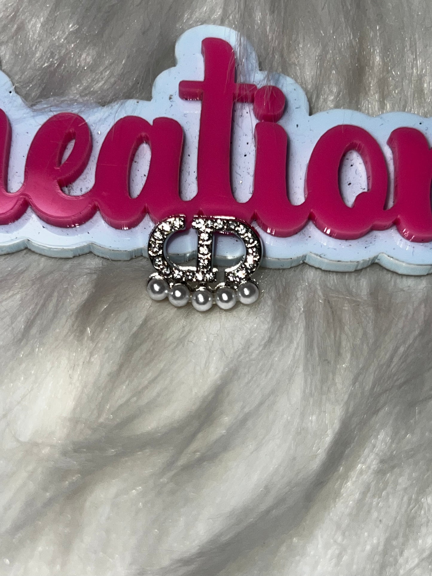 Rhinestone and Pearl Monogram Charm – Decorative Craft Embellishment