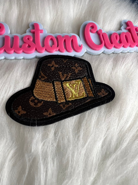 Faux Leather Gold LV Hat