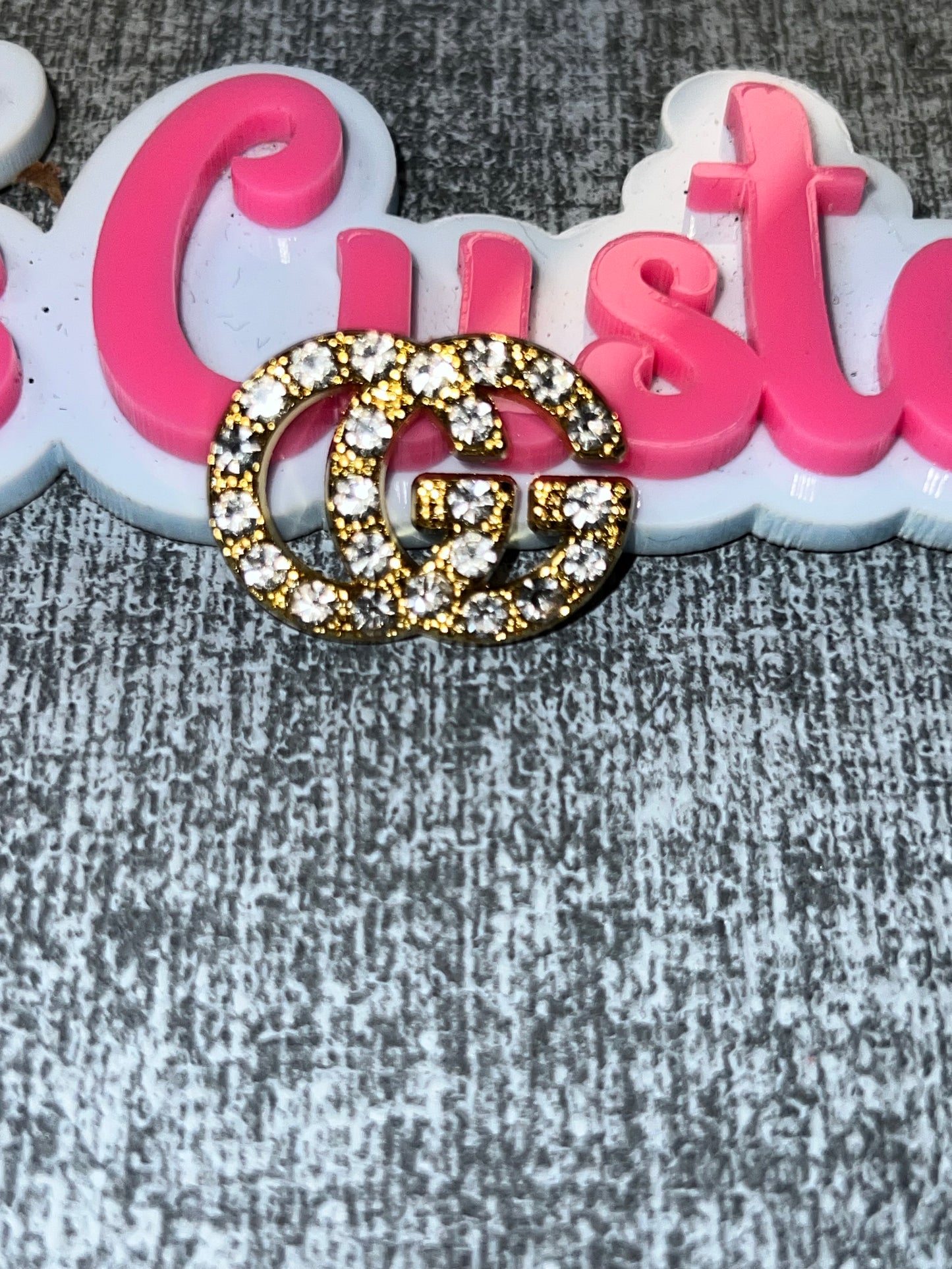 Luxe Rhinestone Double Letter Charm – Gold Bling Embellishment