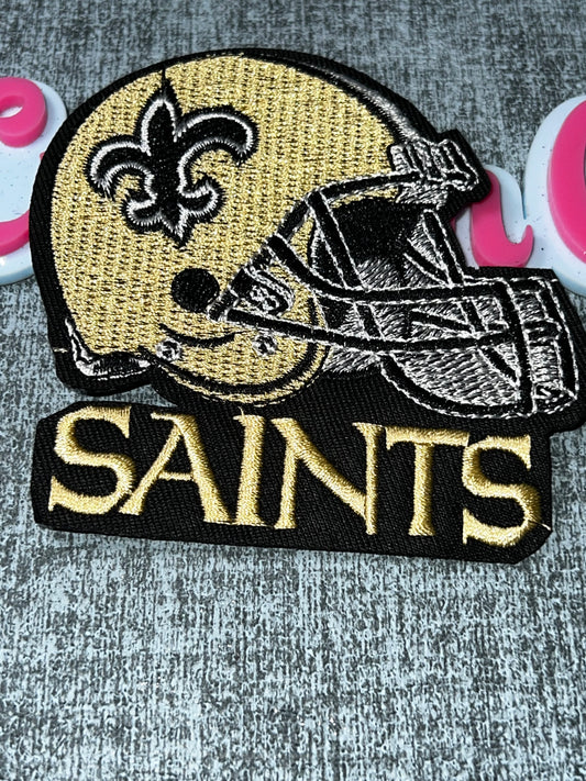 Gold Helmet Embroidered Iron-On Patch | Decorative Appliqué