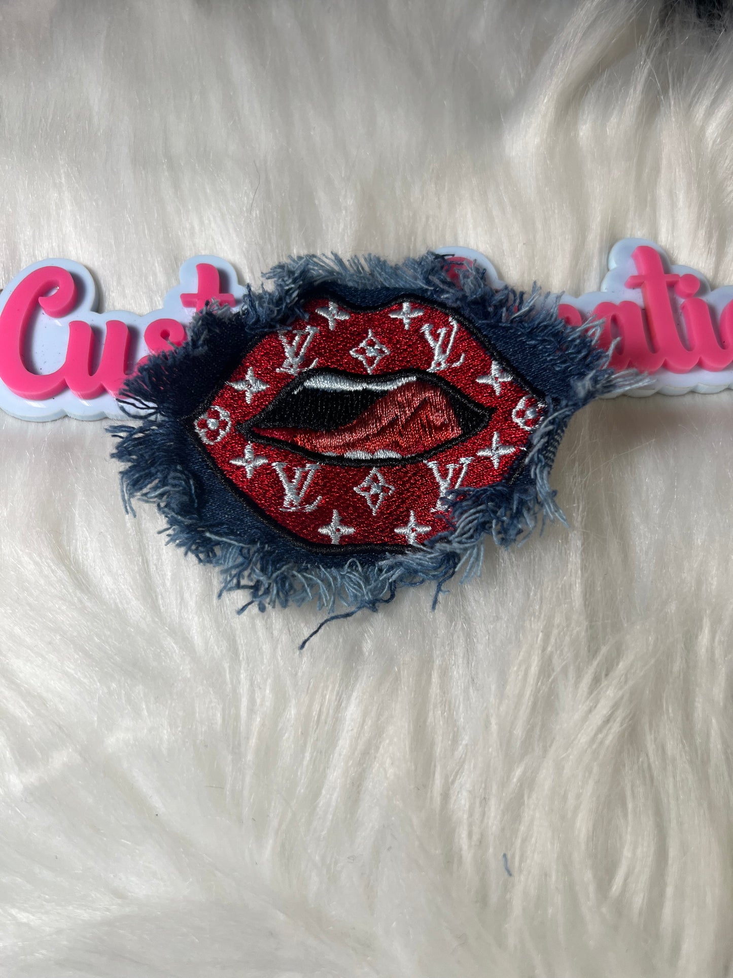 Denim Red White LV Lips