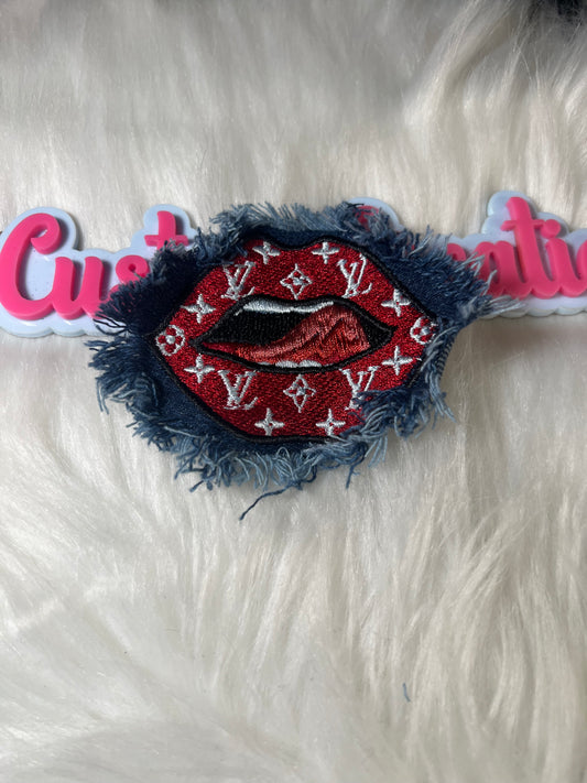 Denim Red White LV Lips