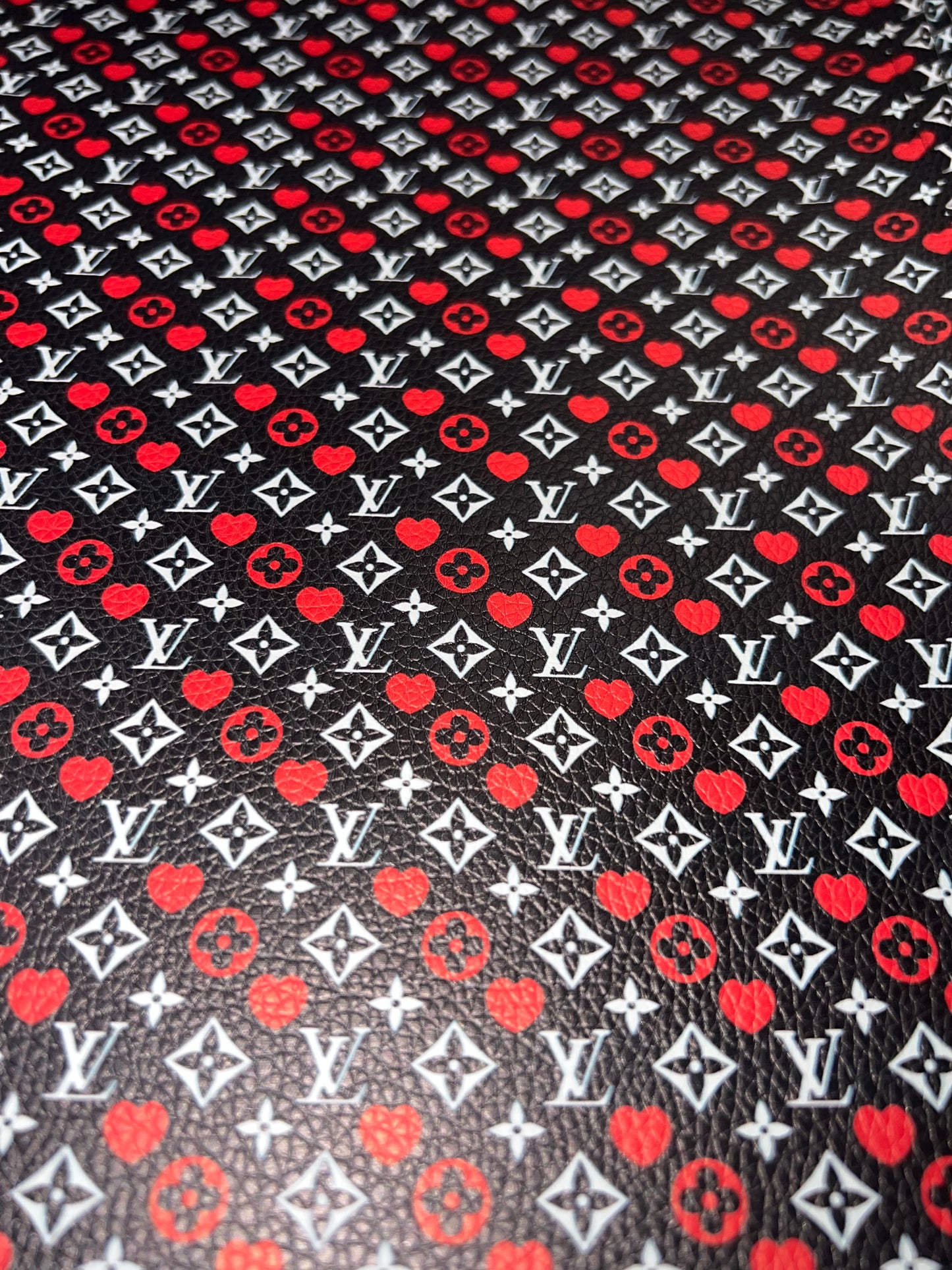 Black & Red Heart Monogram Style Faux Leather Sheet – 9x12