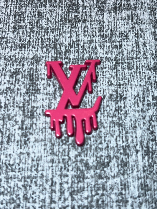 Matte Pink Drip Letter Luxe Flat Back Metal Charm – Statement DIY Craft Charm