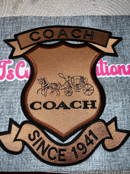 Luxury Carriage Iron-On Patch Brown Tan Embroidered Vintage Carriage Patch Jacket Bag DIY Patch