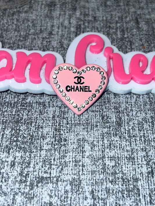 Pink Rhinestone Heart Logo Charm – Luxe Statement Charm