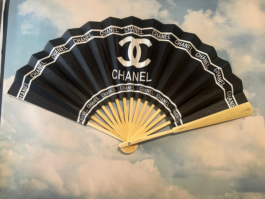 Bamboo Black White Double Sided CC Fan