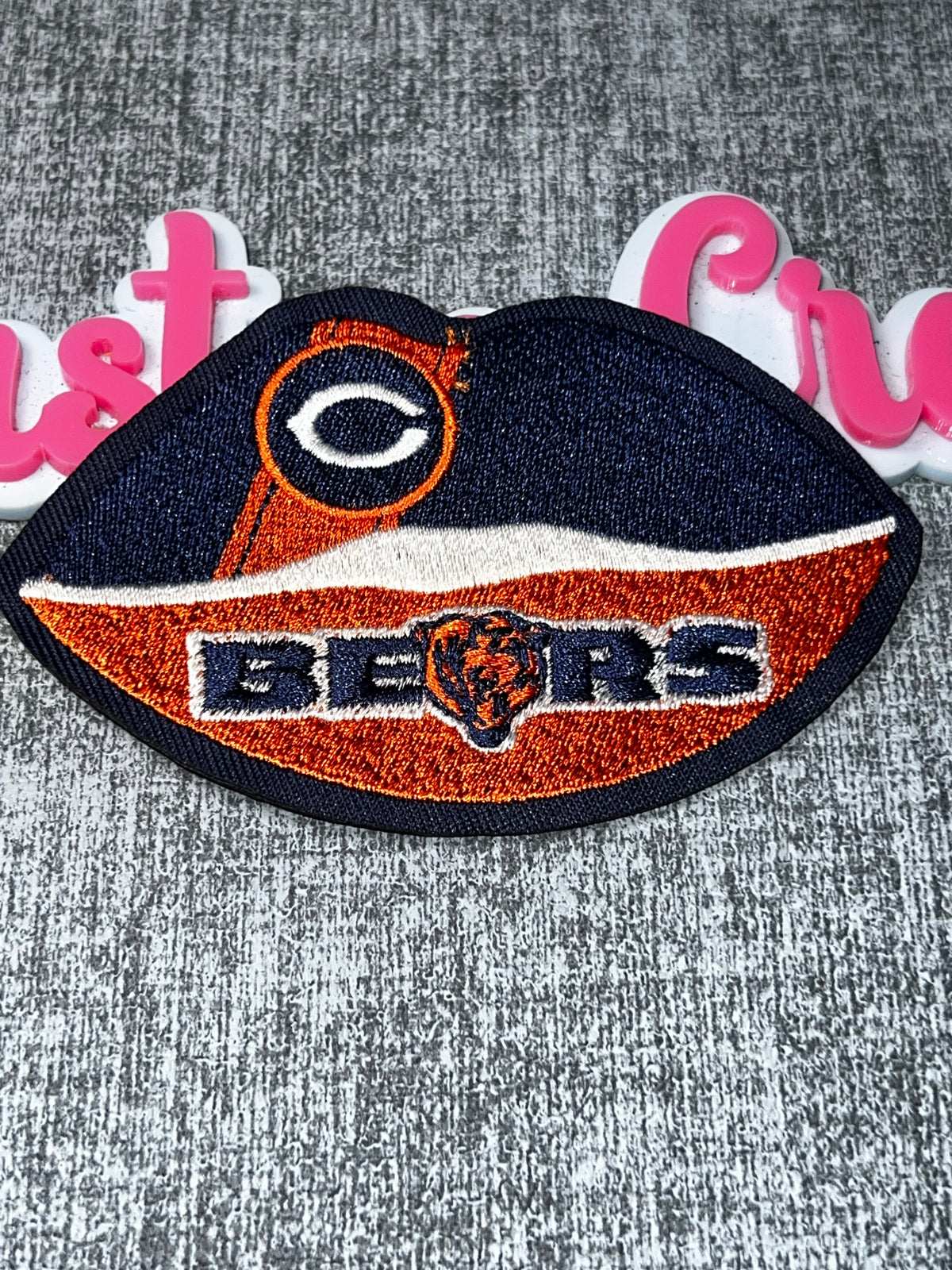 Navy Blue Orange Lips Embroidered Iron-On Patch – Bold Statement Applique
