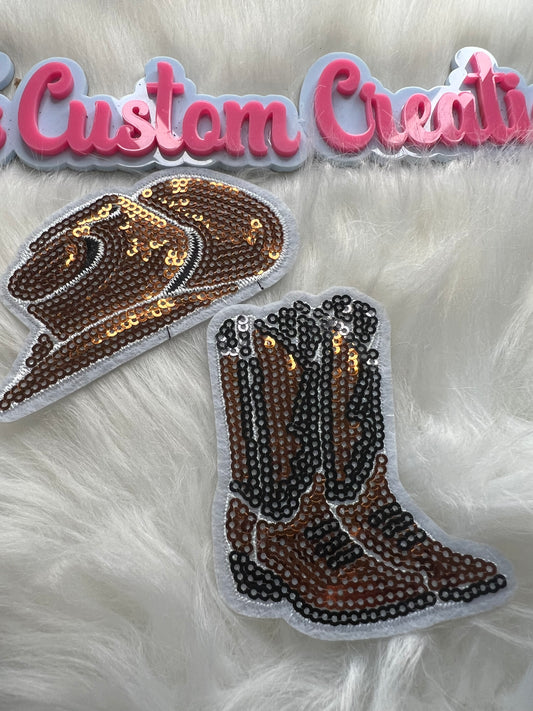 Sequin Brown Boots & Hat