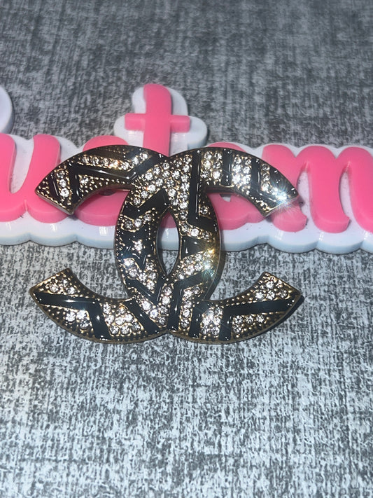 Black & Bronze Crystal Glam Fashion Brooch Pin