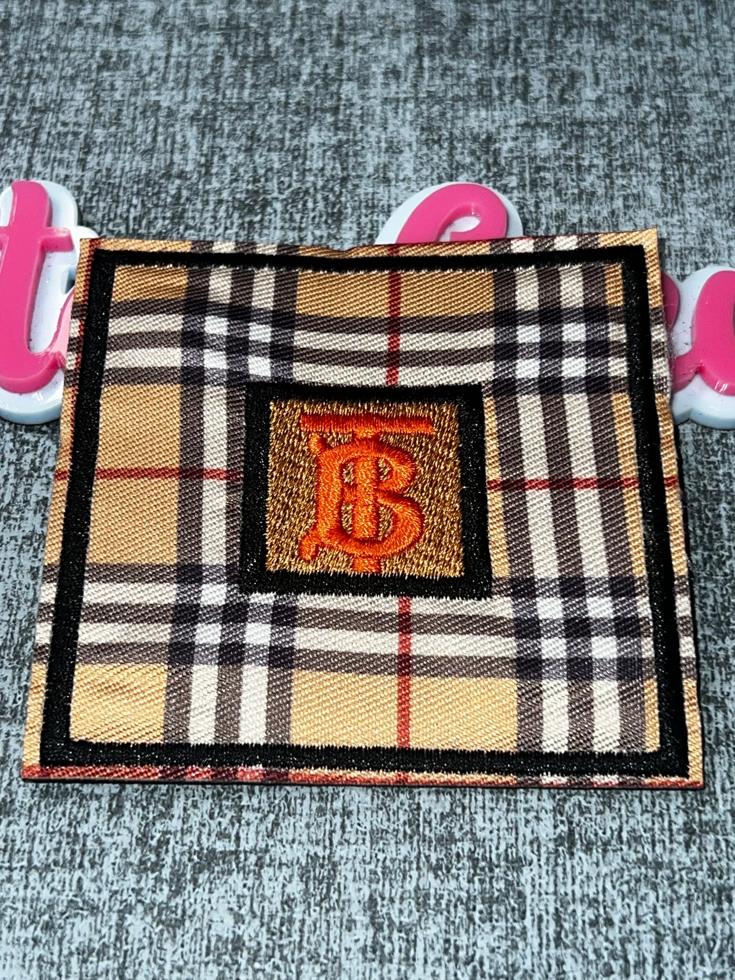Classic Plaid Patch – Neutral Embroidered Applique