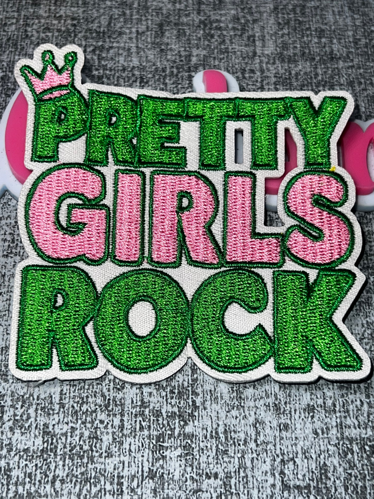 Pink Green Pretty Girls Rock Embroidered Patch – Iron On Applique