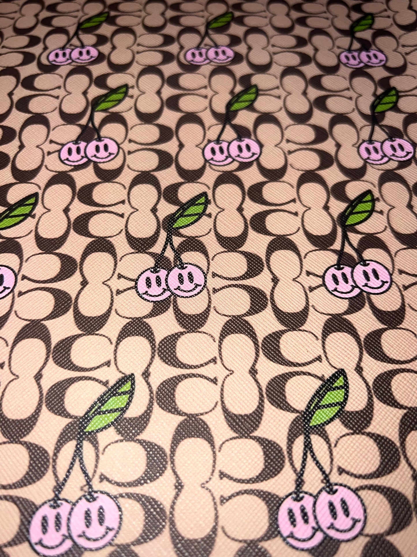 Blush Cherry Monogram Style Faux Leather Sheet – 9x12 Luxe Craft Vinyl