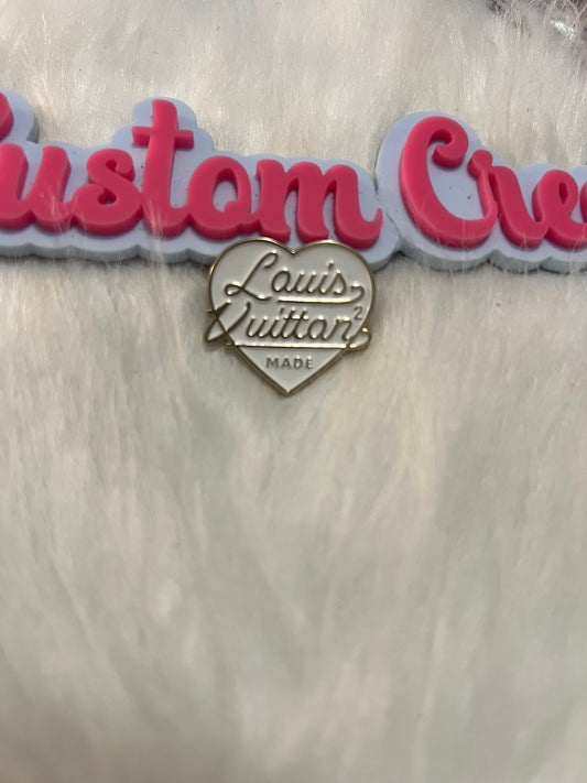 Silver White LV Brooch