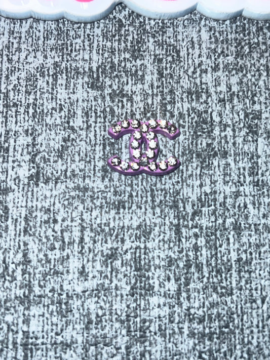 Purple Rhinestone Mini Double C Charm – Luxe Flat Back Accent Charm