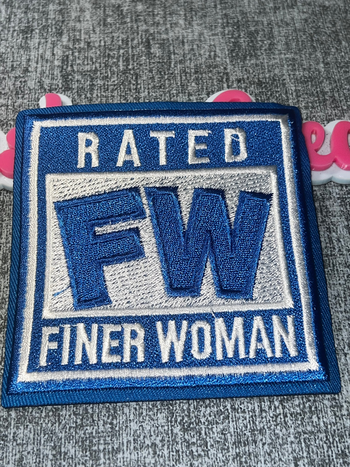 Rated Finer Woman Patch – Blue Silver Embroidered Iron-On Applique Zeta colors