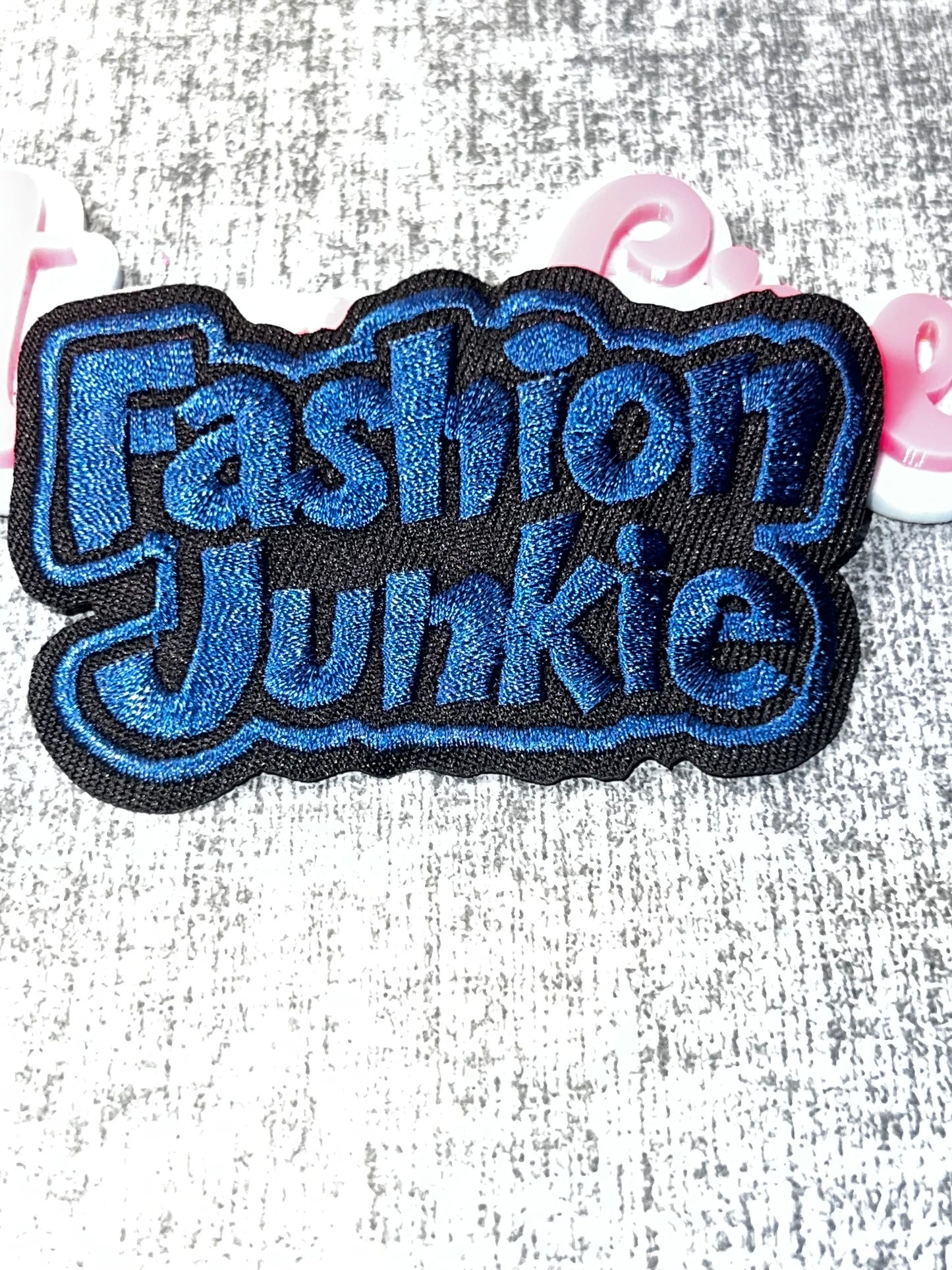 Fashion Junkie Blue Patch – Embroidered Iron On Applique