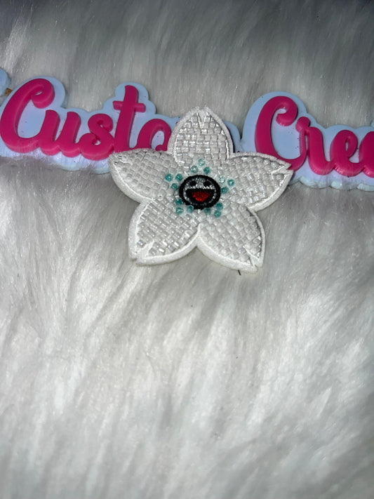 White Beaded Flower Patch