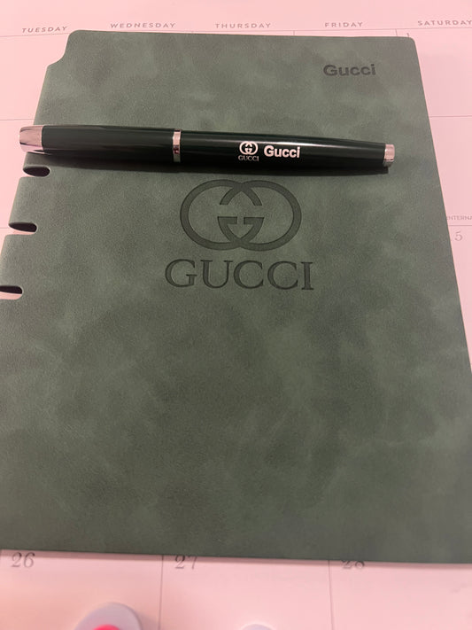 Suede Like Green GG Notebook with pen