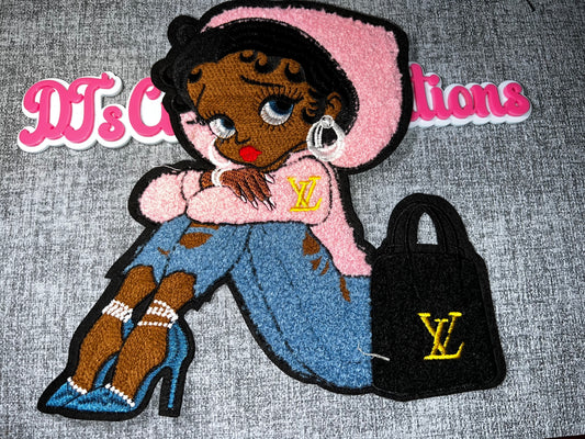 Fashion Girl Chenille Iron-On Patch – Embroidered Applique