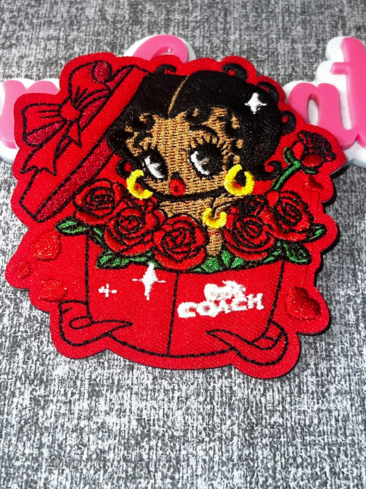 Rose Gift Glam Doll Patch – Embroidered Fashion Applique