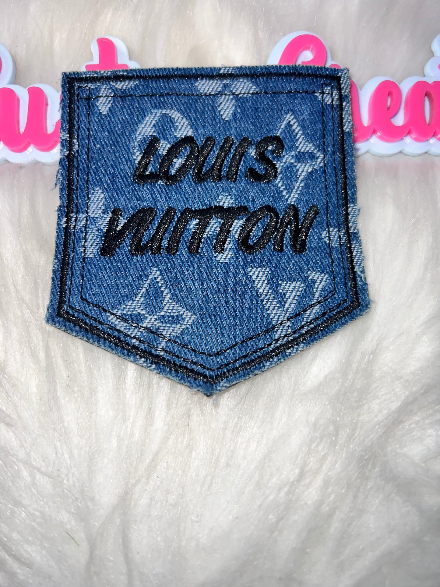 Dark Denim Luxe Script Pocket Patch