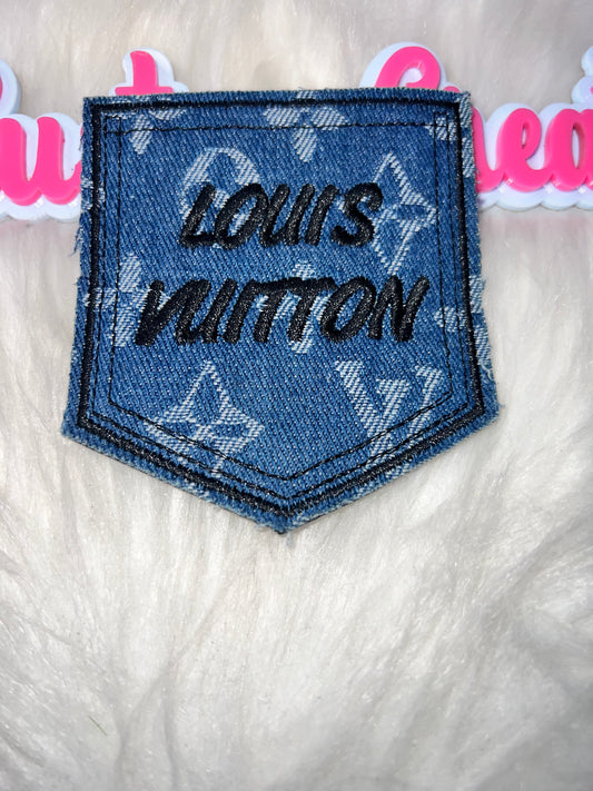 Dark Denim Luxe Script Pocket Patch
