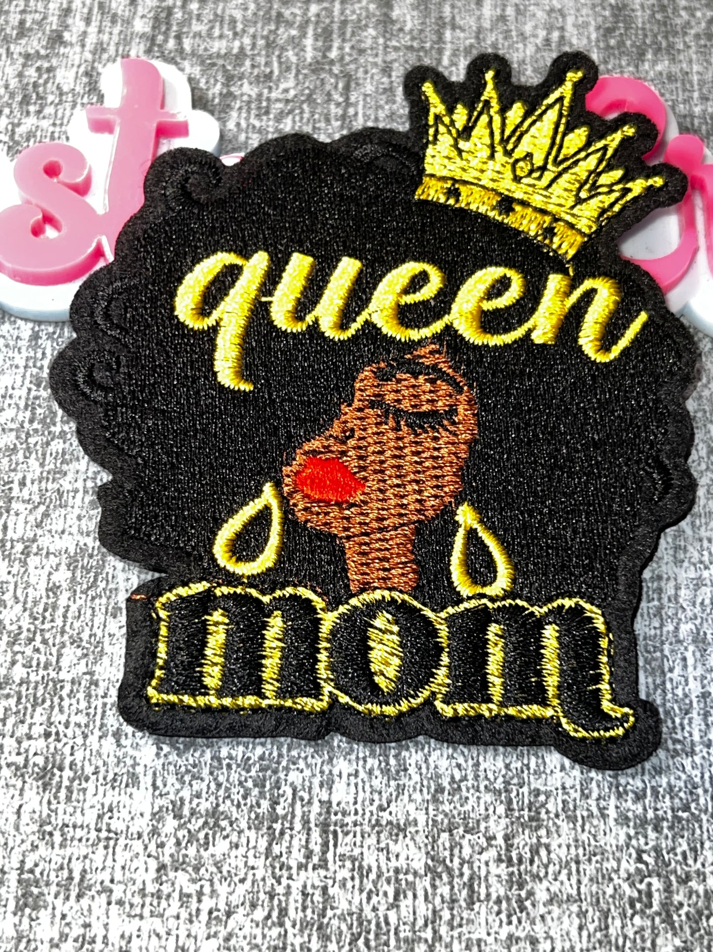 Queen Mom Patch – Black Woman Crown Embroidered Iron On Applique