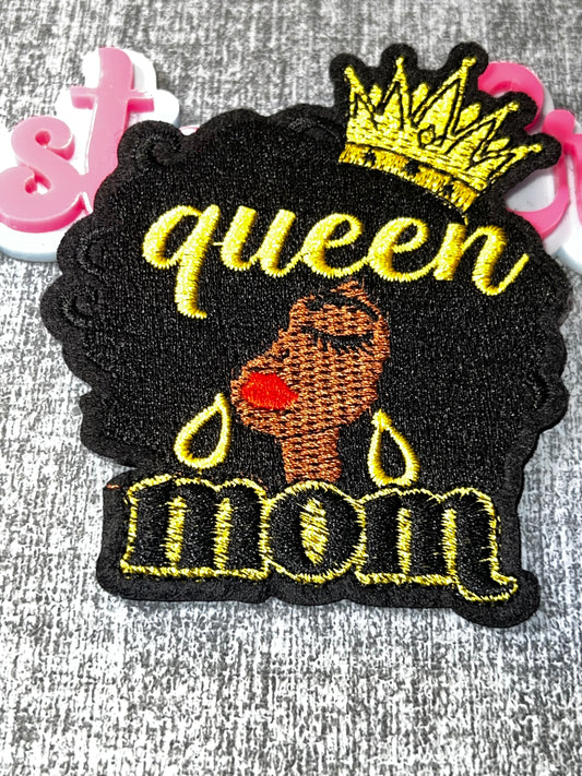 Queen Mom Patch – Black Woman Crown Embroidered Iron On Applique