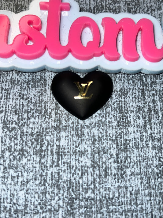 Black Heart Luxe Letter Flat Back Charm – Minimal Bling DIY Embellishment