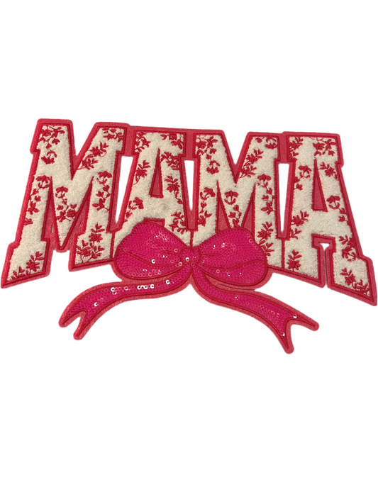 Sequin Hot Pink Bow White Mama