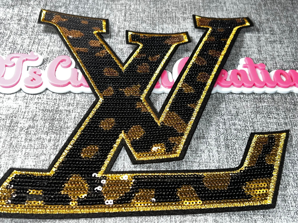 Black Brown Gold Sequin Letter Patch – Oversized Iron On Applique