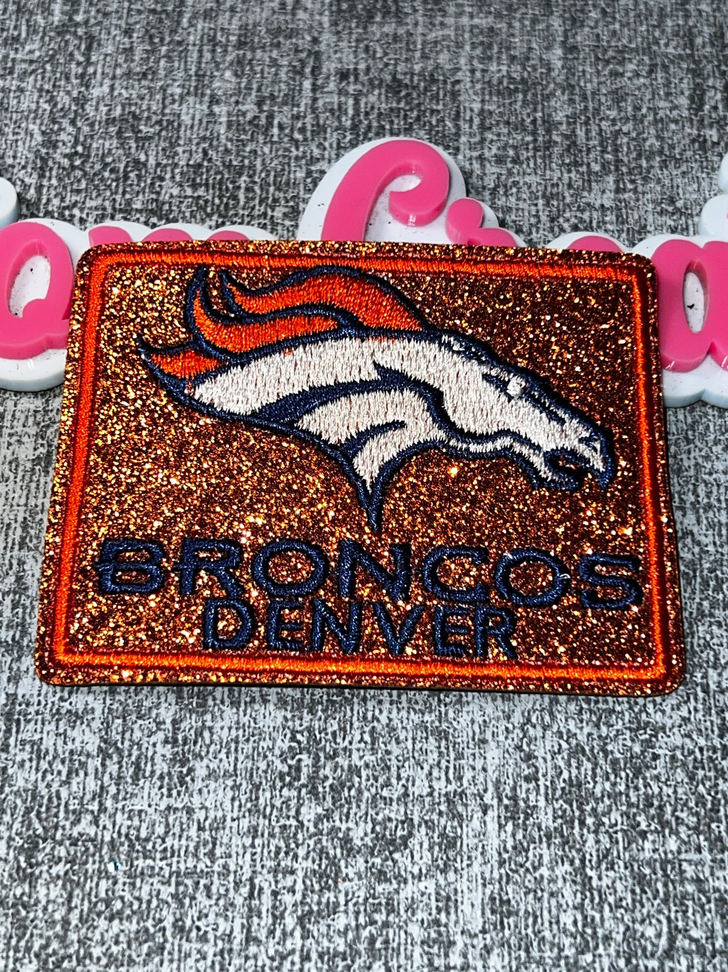 Orange Glitter Horse Head Embroidered Iron-On Patch | Statement Appliqué