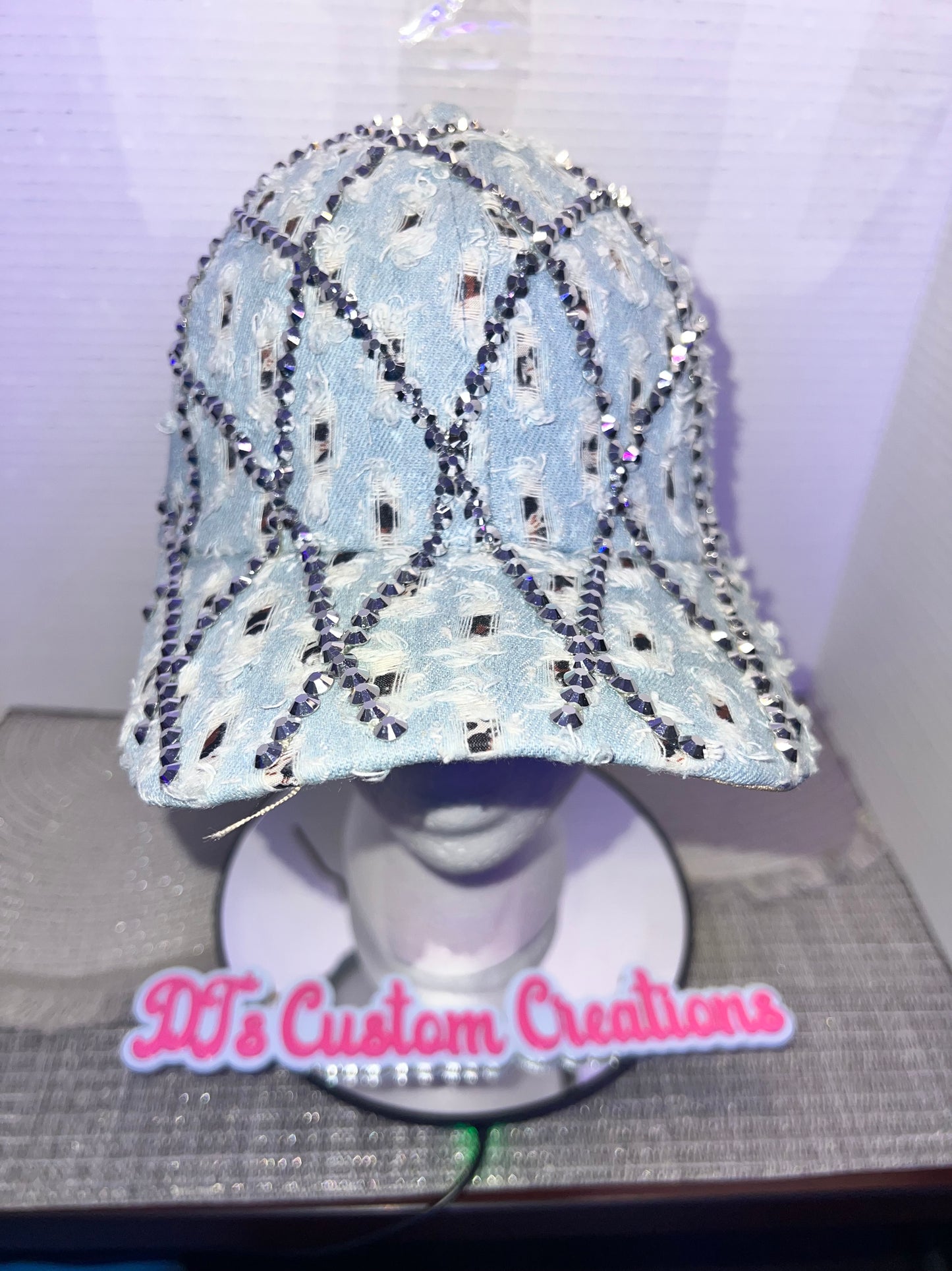 Light Wash Rhinestone Drip Denim