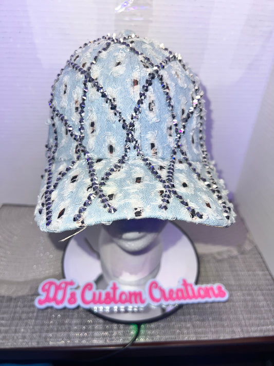 Light Wash Rhinestone Drip Denim