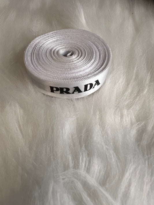 White Black writing Prada Ribbon