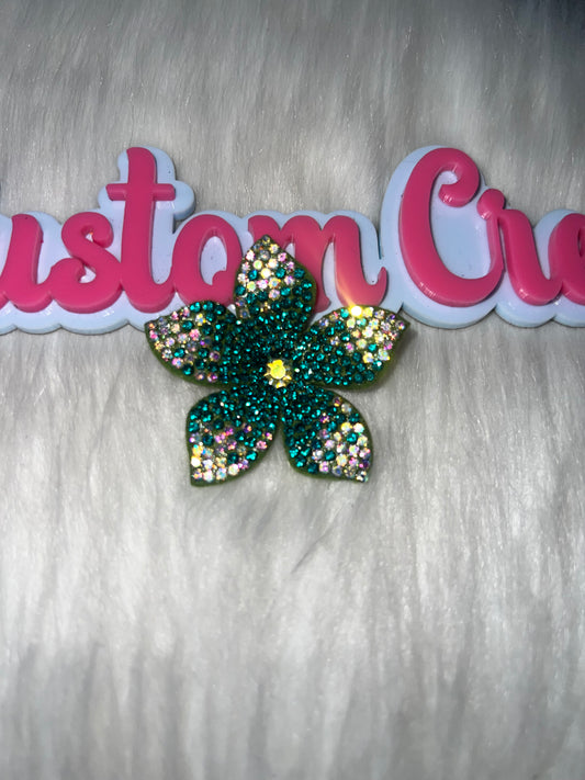 💚 Emerald Green Rhinestone Flower Patch