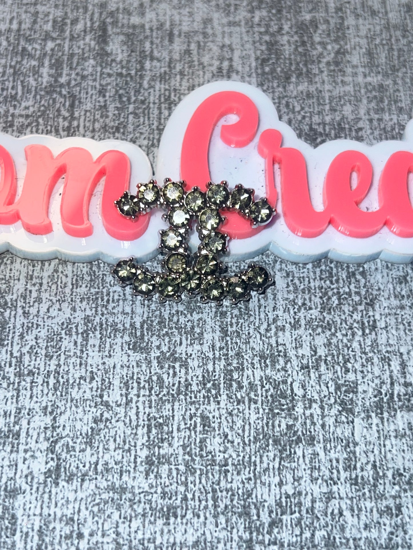 Smoke/Gray Rhinestone Mini Double C Charm – Luxe Flat Back Accent Charm