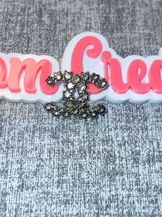 Smoke/Gray Rhinestone Mini Double C Charm – Luxe Flat Back Accent Charm