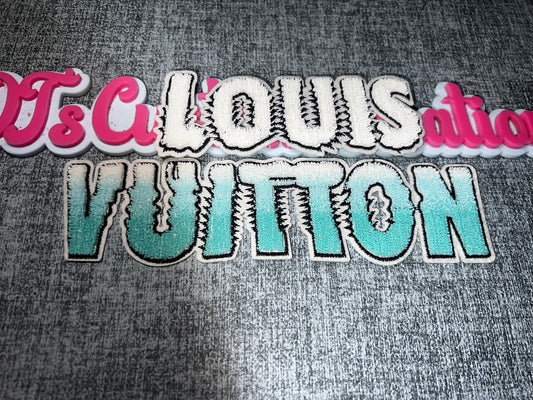 White Aqua Chenille Lettering Patch – Two Tone Fuzzy Applique