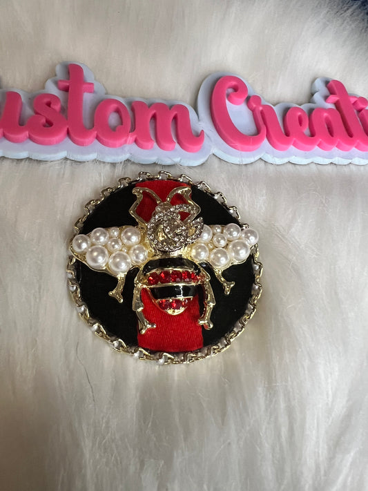 Navy blue Bee Red GG Brooch