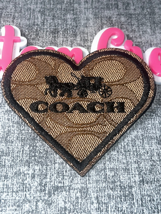 Heart Pattern Carriage Embroidered Patch – Brown Heart Iron On Applique – Approx. 4 Inches