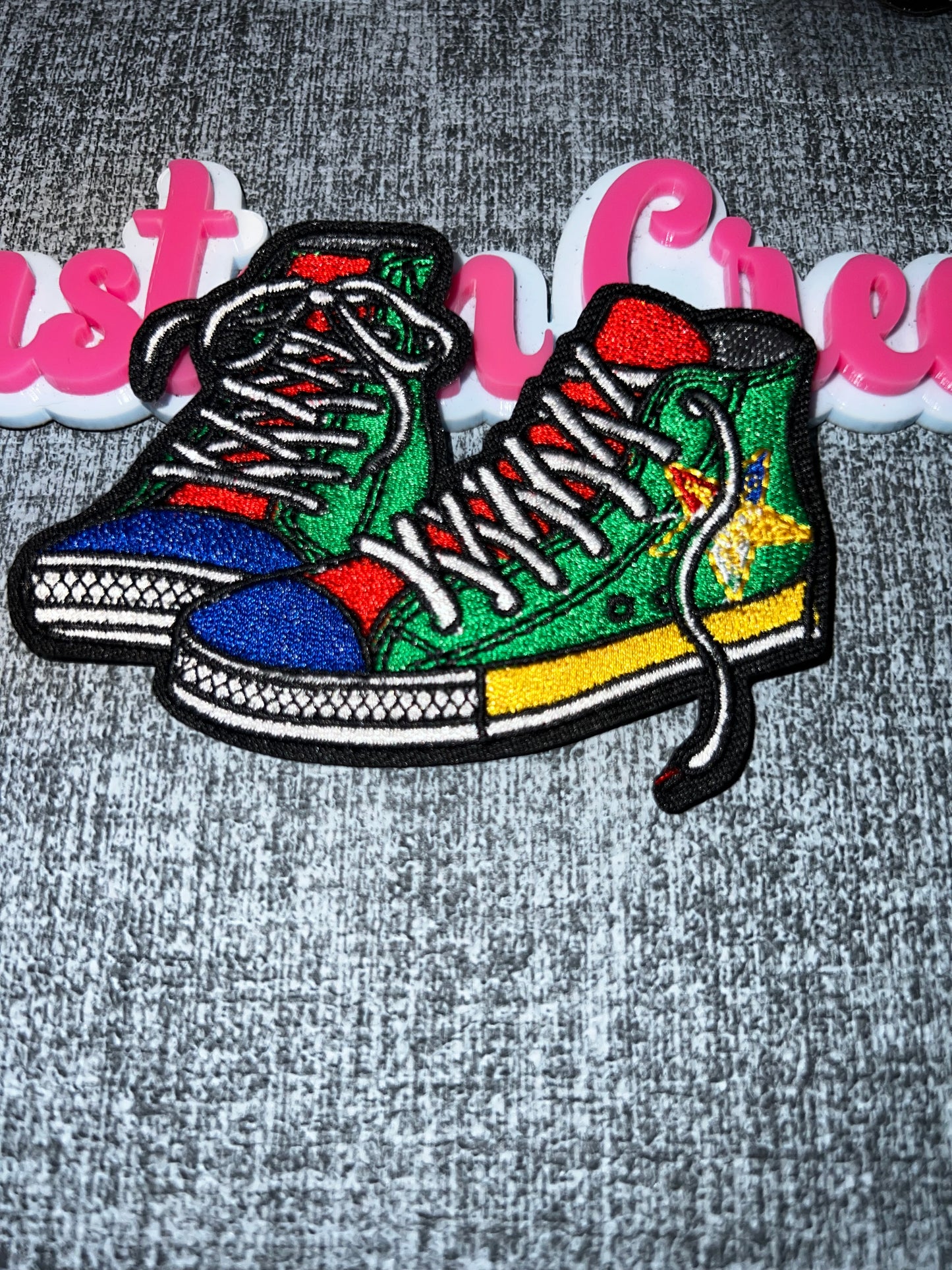 Color Block Sneakers Iron-On Patch – Multicolor Embroidered Patch OES
