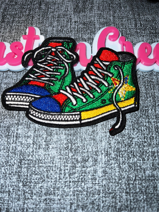 Color Block Sneakers Iron-On Patch – Multicolor Embroidered Patch OES